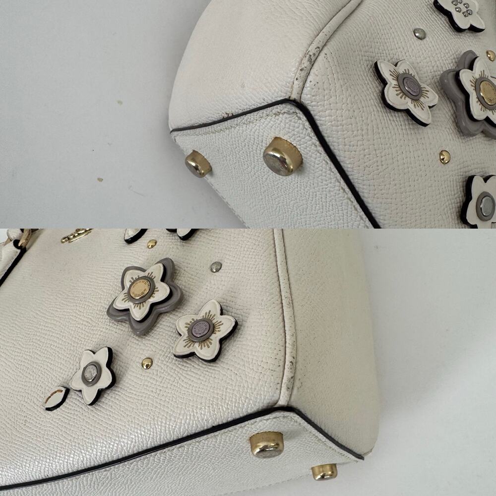 Coach Mini Surrey Carryall Crossgrain Leather Floral Applique Crossbody Chalk - Picture 10 of 16
